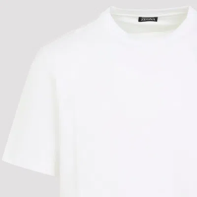 Zegna Slim-fit Logo-embroidered Cotton-jersey T-shirt In White