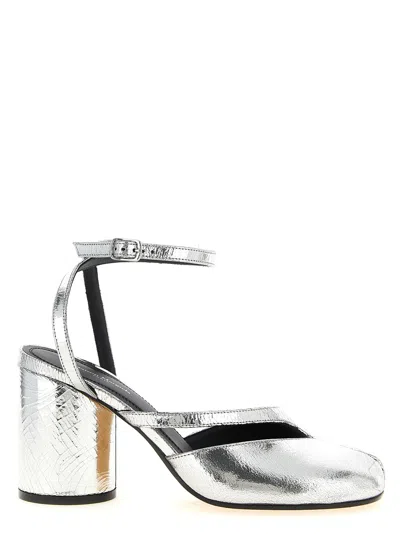 Maison Margiela Tabi Broken Mirror Leather Split-toe Pumps In Metallic