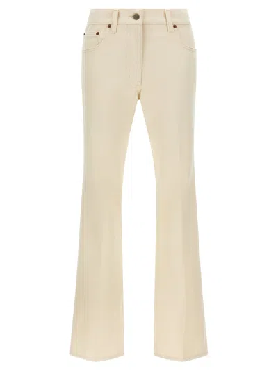 Valentino Pleated Gold Detail Jeans In White