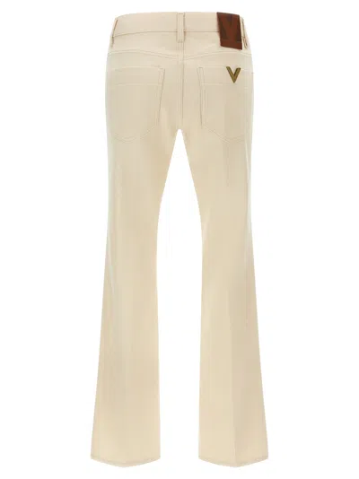 Valentino Pleated Gold Detail Jeans In White