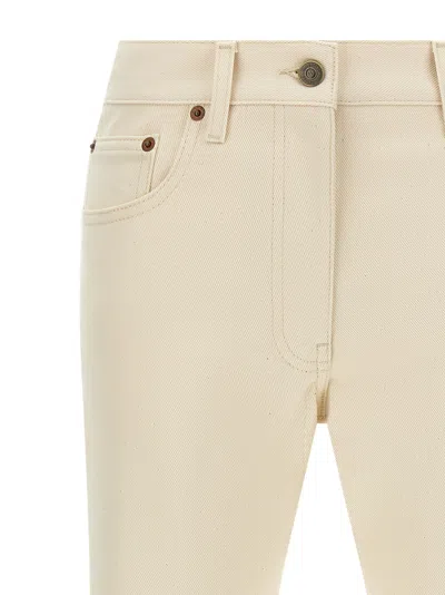 Valentino Pleated Gold Detail Jeans In White