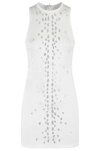 David Koma Speckled Rhinestone Embr Mini Jersey In Yellow