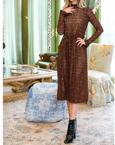 Thml Devore Leopard Print Midi Dress In Brown In Brown