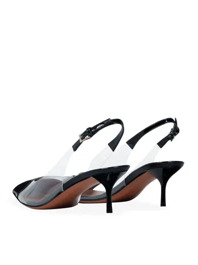 Alaïa Le Coeur Black Patent Leather High Slingback In Animal Print