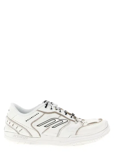 Balenciaga Women Hamptons Worn-out Leather Low-top Sneakers In Neutral