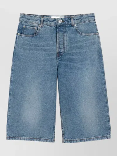 Ami Alexandre Mattiussi Large Fit Bermuda Shorts 14 Bleu Used In Blue