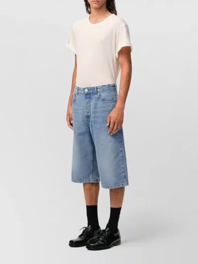Ami Alexandre Mattiussi Large Fit Bermuda Shorts 14 Bleu Used In Blue