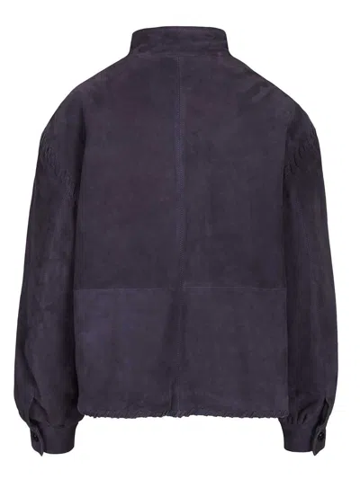 Blazé Milano Womens Nuit Charlie Oversized Suede Bomber Jacket In Purple