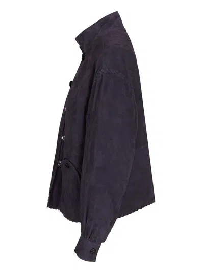 Blazé Milano Womens Nuit Charlie Oversized Suede Bomber Jacket In Purple