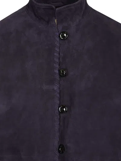 Blazé Milano Womens Nuit Charlie Oversized Suede Bomber Jacket In Purple