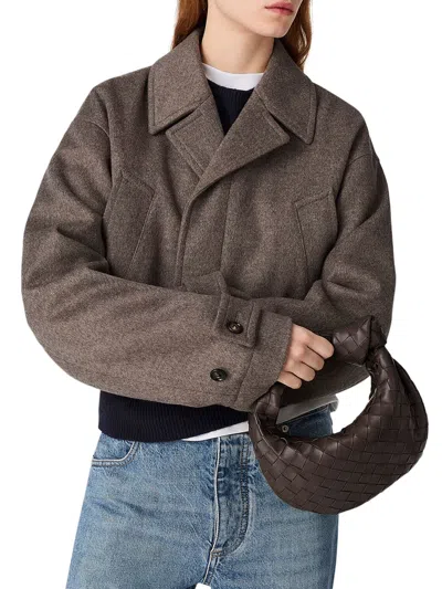 Bottega Veneta Women Mini Jodie Leather Handbag With Intrecciato Motif In Brown