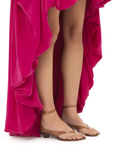 Chloé Jelly Brown Sandals With Logo Imprinted On The Side And Ankle Buckle Closure In Tpu Woman In Neutral