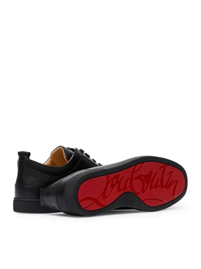 Christian Louboutin Louis Junior Spikes Cap-toe Leather Sneakers In Black