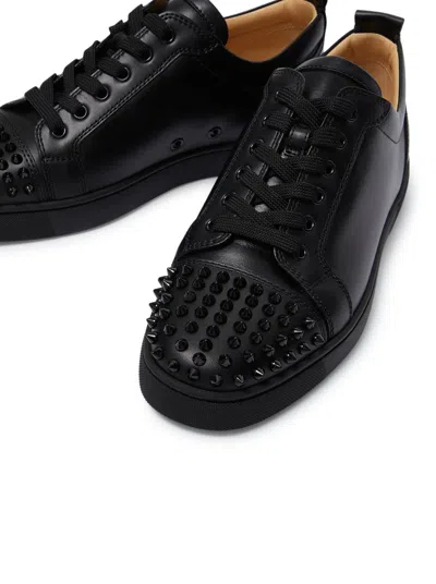 Christian Louboutin Louis Junior Spikes Cap-toe Leather Sneakers In Black