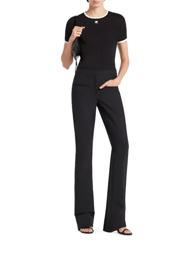 Courrèges Courreges Women Cotton T Shirt With Contrasting Profiles In Black