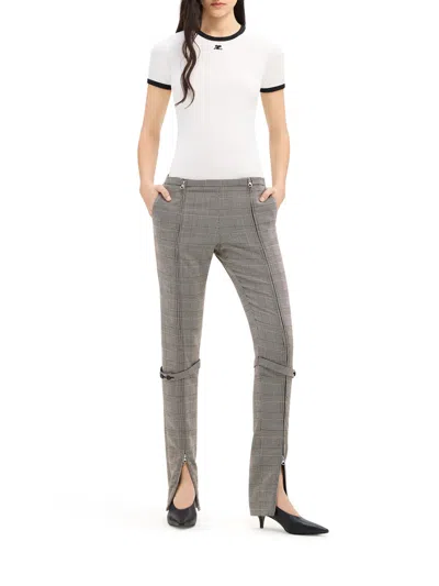 Courrèges Courreges Women Cotton T-shirt With Contrasting Profiles In White