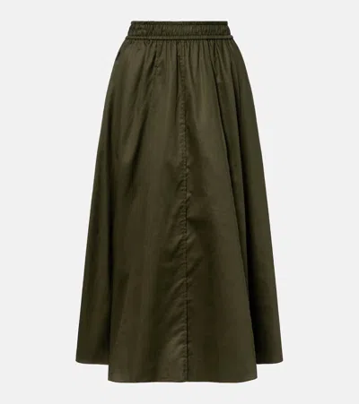 Joseph Womens Palm Leaf Manar Elasticated-waist Cotton-sateen Midi Skirt In Green