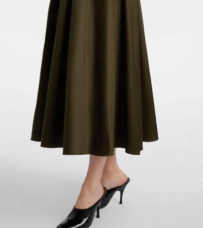 Joseph Womens Palm Leaf Manar Elasticated-waist Cotton-sateen Midi Skirt In Green