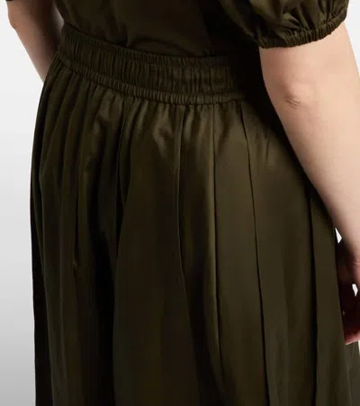 Joseph Womens Palm Leaf Manar Elasticated-waist Cotton-sateen Midi Skirt In Green