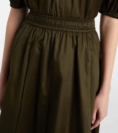 Joseph Womens Palm Leaf Manar Elasticated-waist Cotton-sateen Midi Skirt In Green