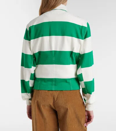 Polo Ralph Lauren Embroidered Striped Cotton Rugby Shirt In Green