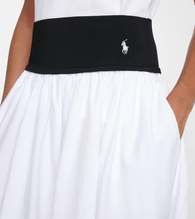 Polo Ralph Lauren Contrast-waistband A-line Skirt In White In Black