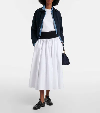 Polo Ralph Lauren Contrast-waistband A-line Skirt In White In Black