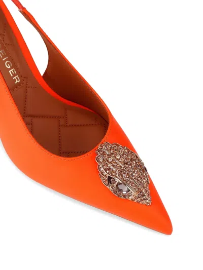 Kurt Geiger Large Eagle Slingback Embellished Pumps In Orange