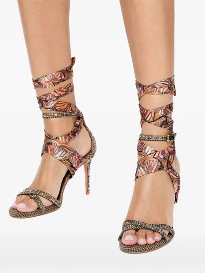 Kurt Geiger Houndstooth-pattern Crystal-embellishment Sandals In Multi