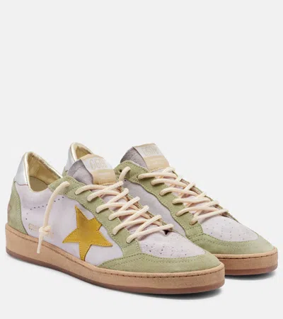 Golden Goose Ball Star Sneakers In Suede And Laminated Leather Heel In Multi