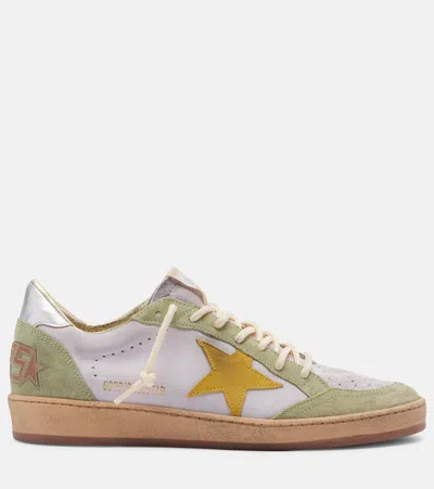 Golden Goose Ball Star Sneakers In Suede And Laminated Leather Heel In Multi