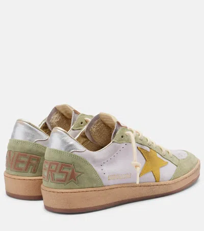 Golden Goose Ball Star Sneakers In Suede And Laminated Leather Heel In Multi
