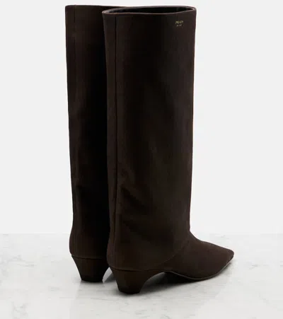 Prada Leather Knee-high Boots In Brown