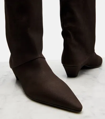 Prada Leather Knee-high Boots In Brown