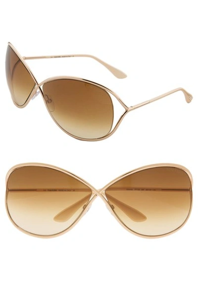 Shop Tom Ford Miranda 68mm Open Temple Oversize Metal Sunglasses In Shiny Rose Gold