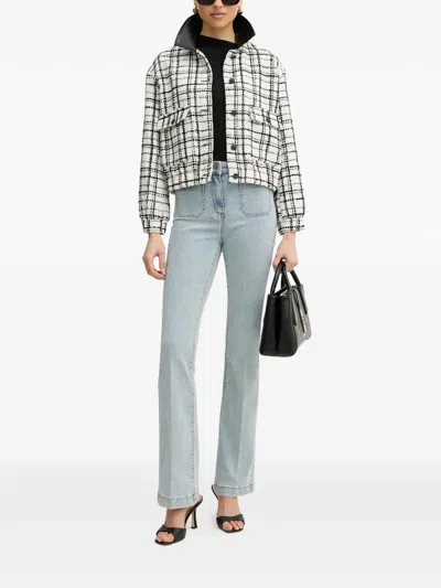Morgan Checked-pattern Buttoned Jacket In White
