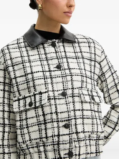 Morgan Checked-pattern Buttoned Jacket In White