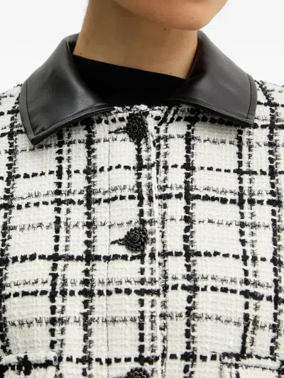 Morgan Checked-pattern Buttoned Jacket In White