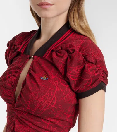 Vivienne Westwood Pulling Dress Jacquard Piquet Graffiti-orbs Xl Women In Brown