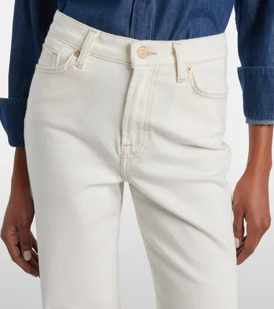7 For All Mankind Dojo Tailorless White Shell Flare Leg Jean In White