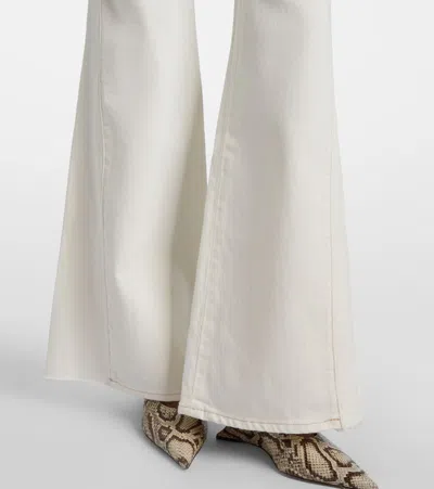 7 For All Mankind Dojo Tailorless White Shell Flare Leg Jean In White