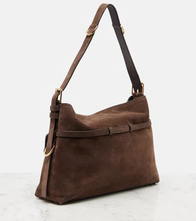 Givenchy Womens Ebony Brown Silver Voyou Medium Suede Shoulder Bag