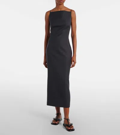Givenchy Womens Square-neck Sleeveless Crepe-cady Midi Dress Black