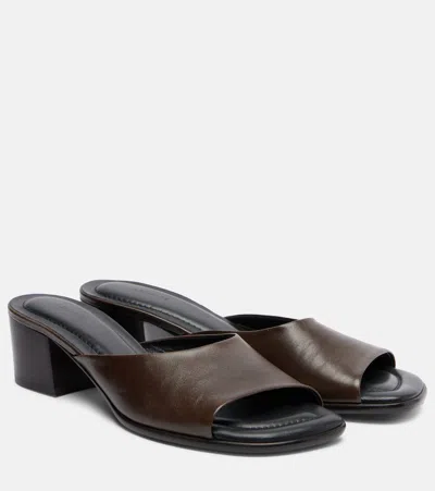 Lemaire Square Heeled Mules 55mm Dark Brown