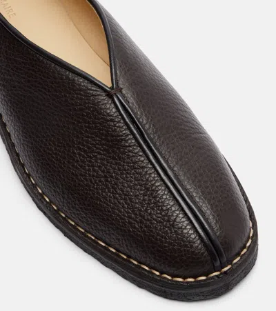 Lemaire Brown Solid Flat Piped Ballet Flats In Brown