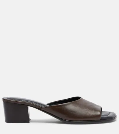 Lemaire Square Heeled Mules 55mm Dark Brown