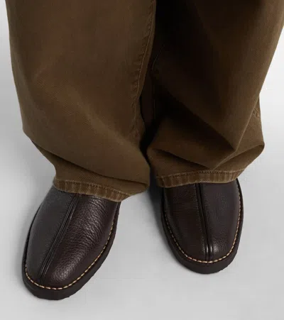 Lemaire Brown Solid Flat Piped Ballet Flats In Brown