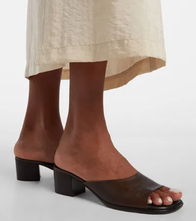 Lemaire Square Heeled Mules 55mm Dark Brown
