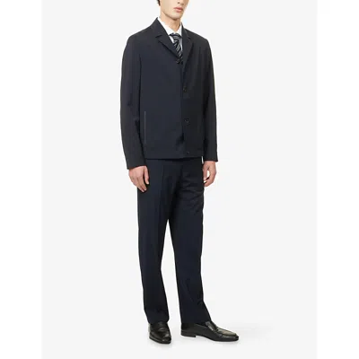 Corneliani Mens  Classic-collar Slip-pocket Wool Jacket In Blue