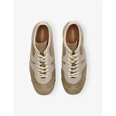 Dries Van Noten Women Beige Low-top Sneakers With Two-tone Lace-up In Suede Woman In White